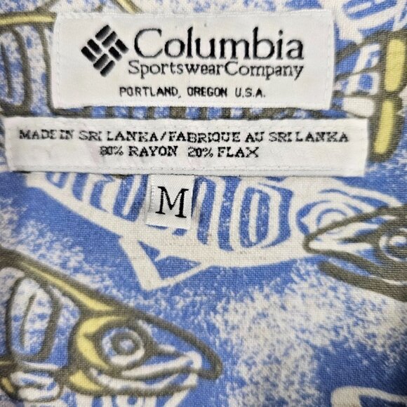 Columbia Fish Graphic Men’s Size Medium Outdoor Short Sleeve Button Down Shirt - Picture 3 of 16